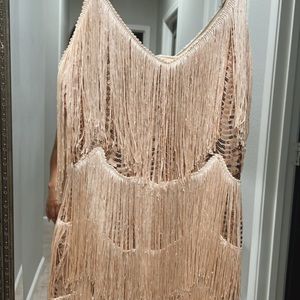 Champagne Sequin Fringe Bodycon dress perfect for a Taylor Swift Concert
